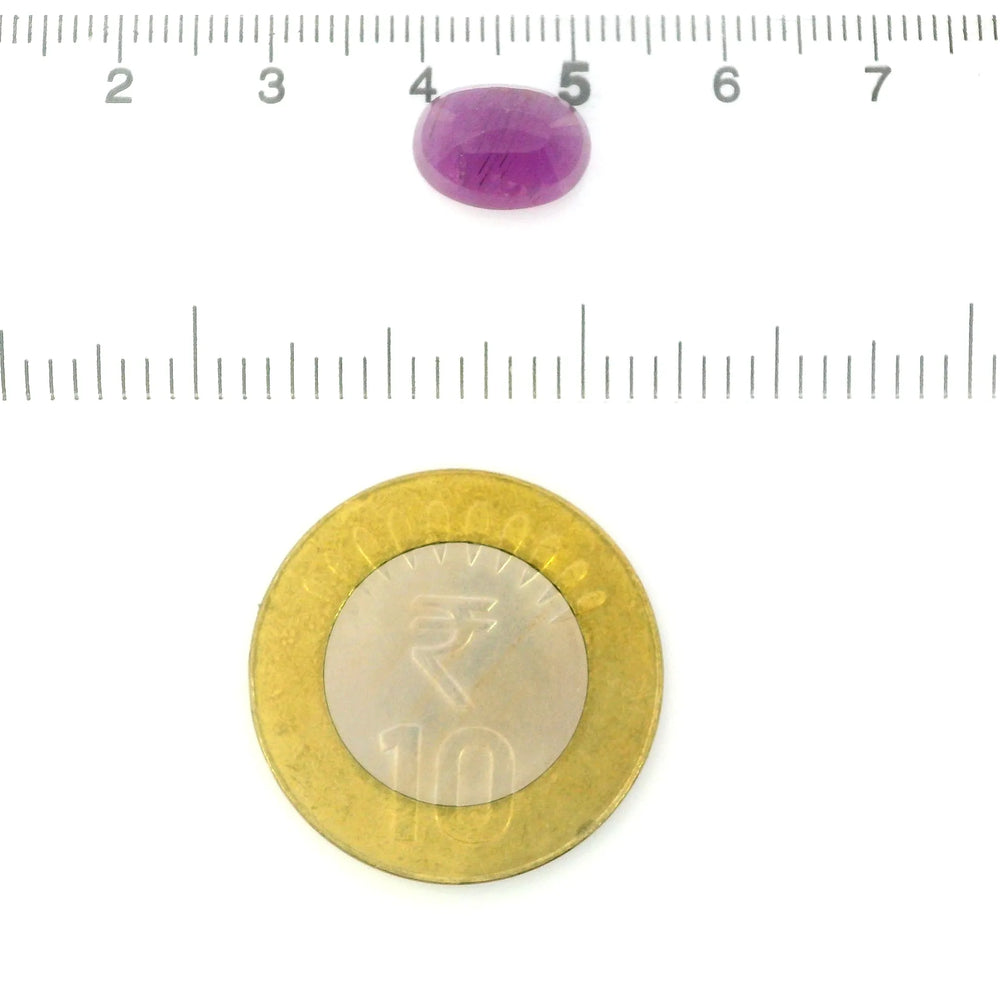 African Ruby (Manik) 5.29 Carat / 5.88 Ratti, Unheated and Untreated – No indications of treatment observed – shown against scale for size