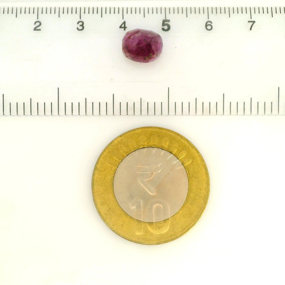 Burmese Ruby (Manik) 4.67 Carat / 5.19 Ratti, Unheated and Untreated – No indications of treatment observed – shown against scale for size